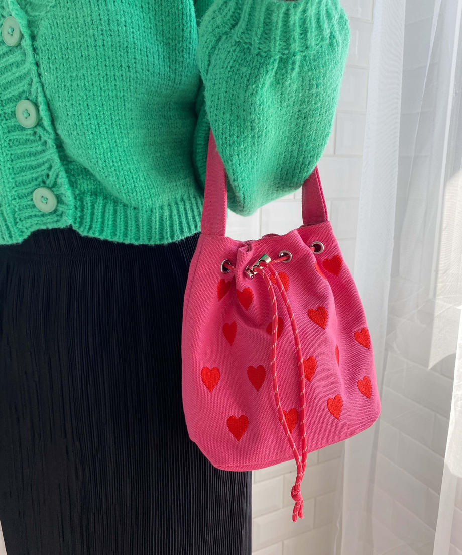 <SL1223701> 2WAYハート刺繍巾着バッグ