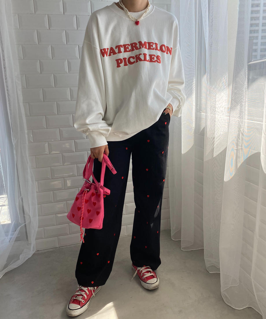 <SL1223701> 2WAYハート刺繍巾着バッグ