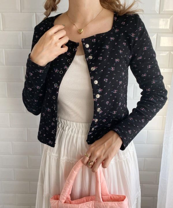 <SL2223719> レトロフラワーワッフルTOPS