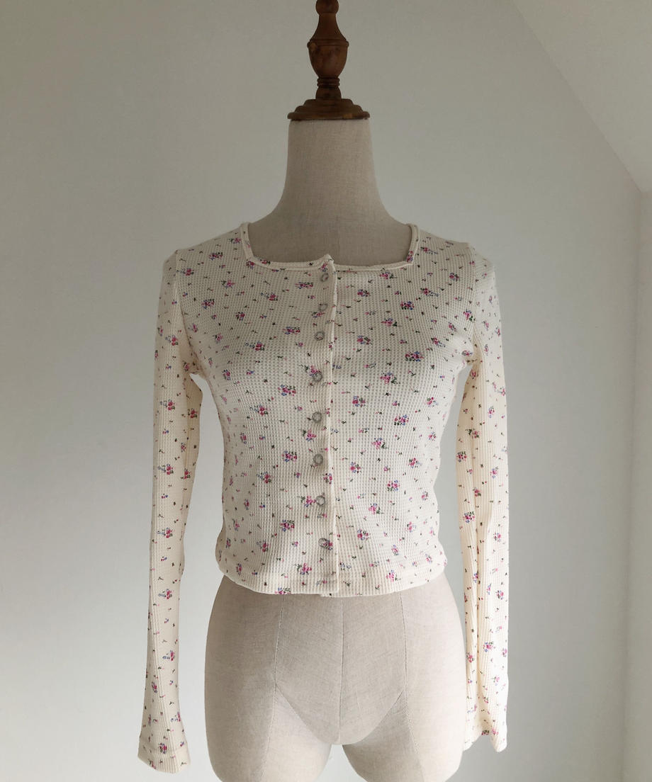 <SL2223719> レトロフラワーワッフルTOPS