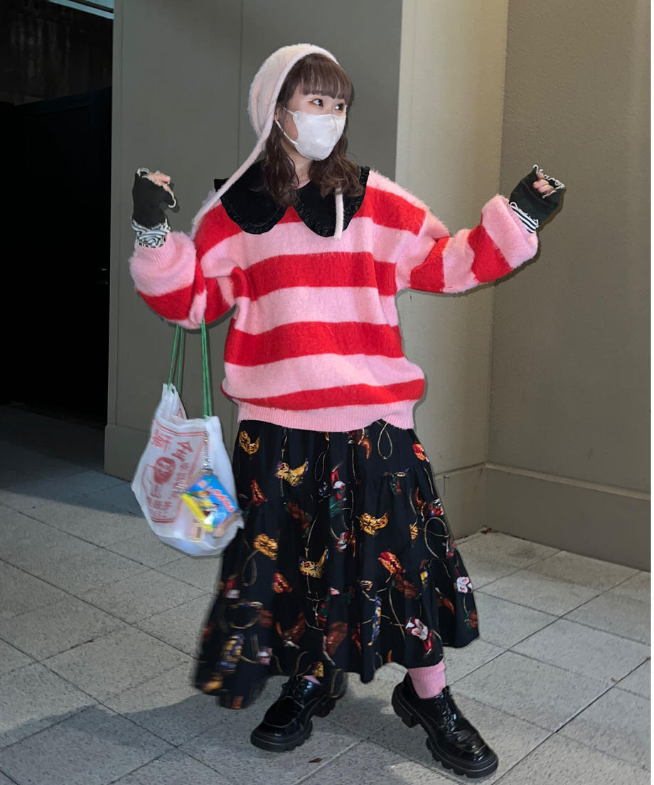 <SL2223730> カラーボーダーボリュームニット