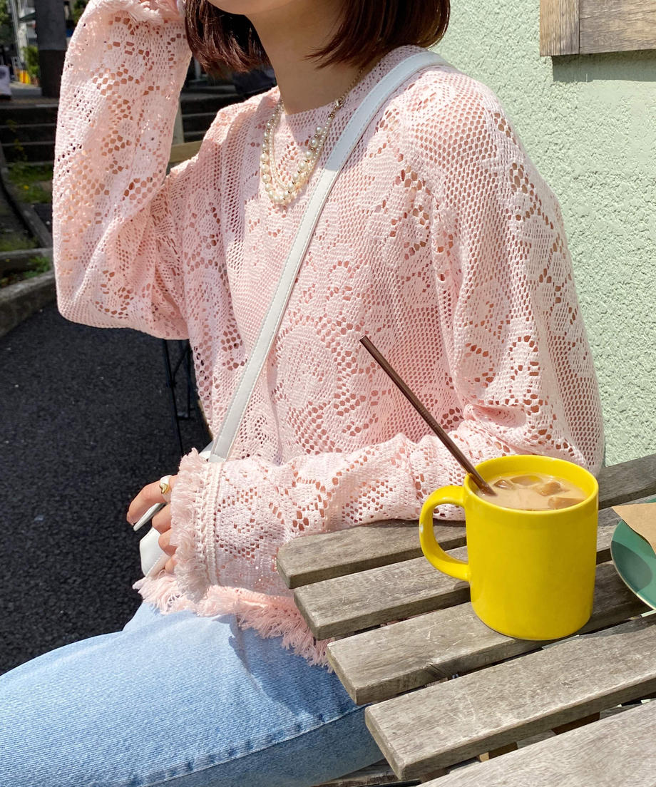 ※残りわずか! <SL2231660> fringe crochet knit