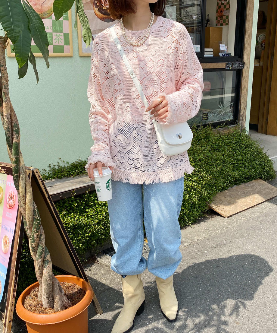 ※残りわずか! <SL2231660> fringe crochet knit