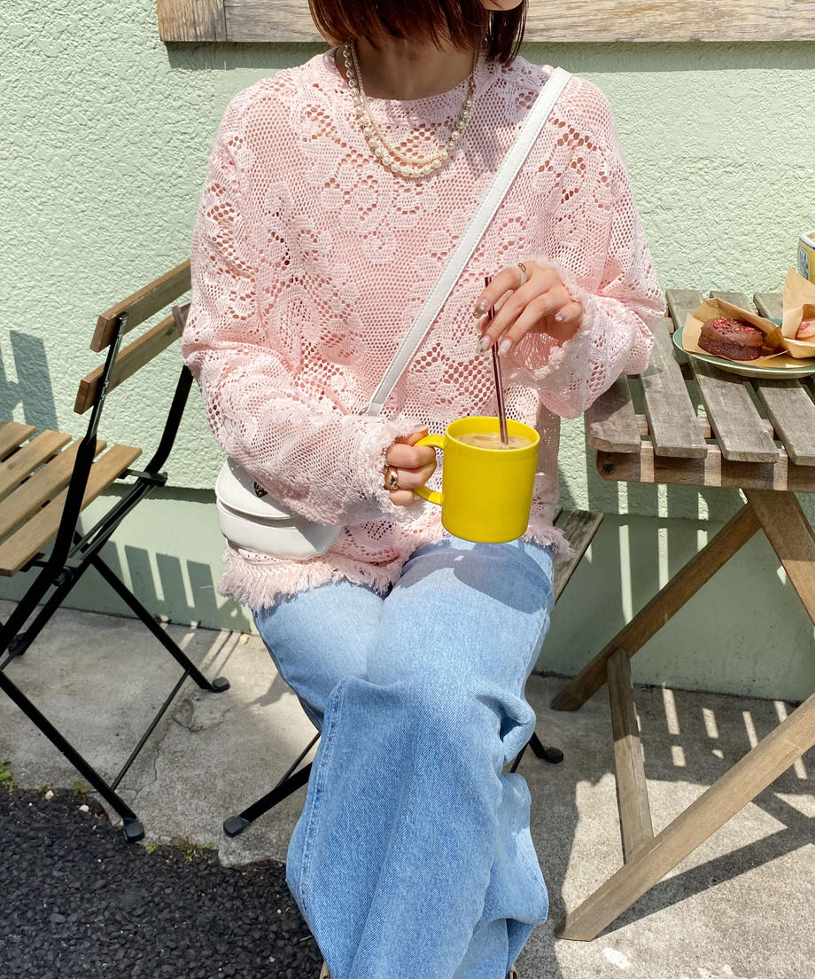 ※残りわずか! <SL2231660> fringe crochet knit