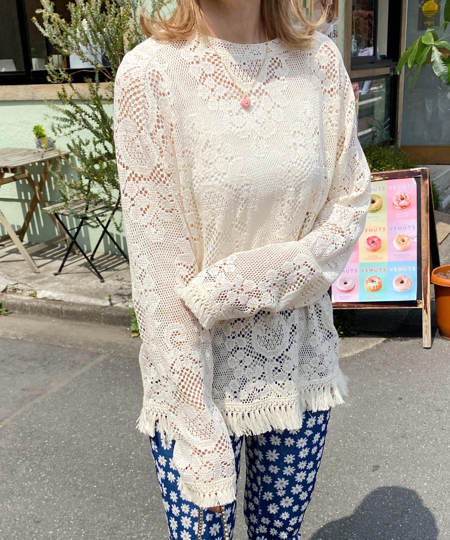 ※残りわずか! <SL2231660> fringe crochet knit