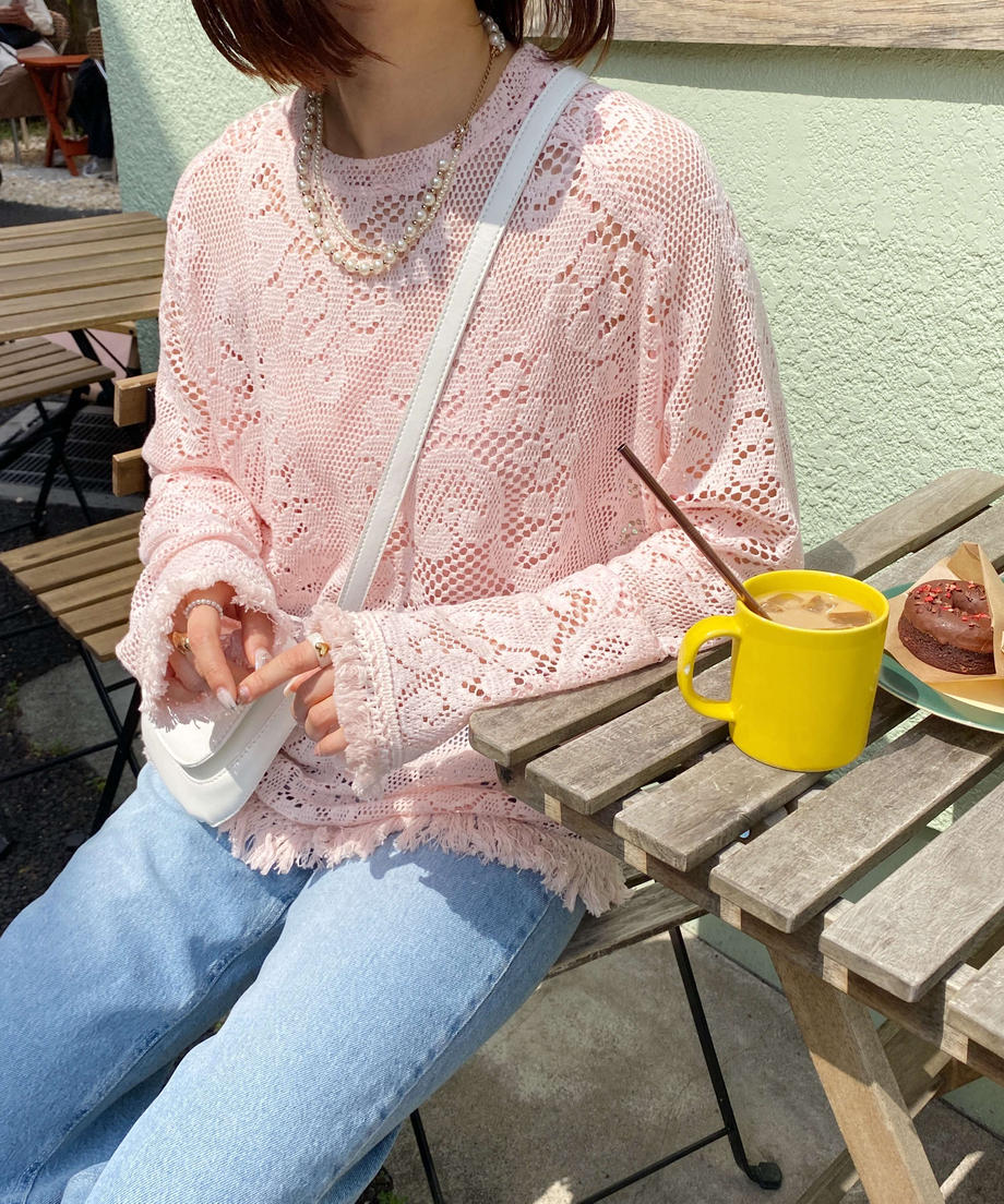 ※残りわずか! <SL2231660> fringe crochet knit