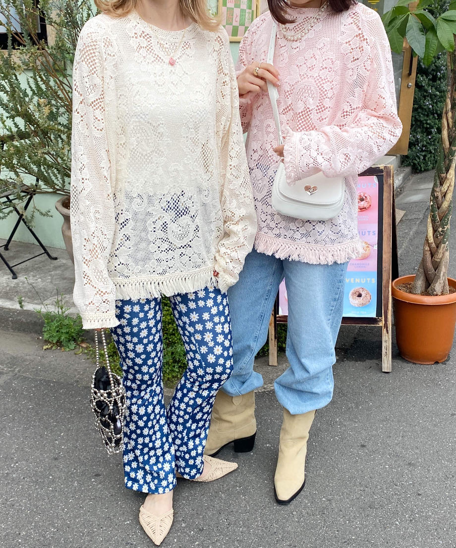 ※残りわずか! <SL2231660> fringe crochet knit