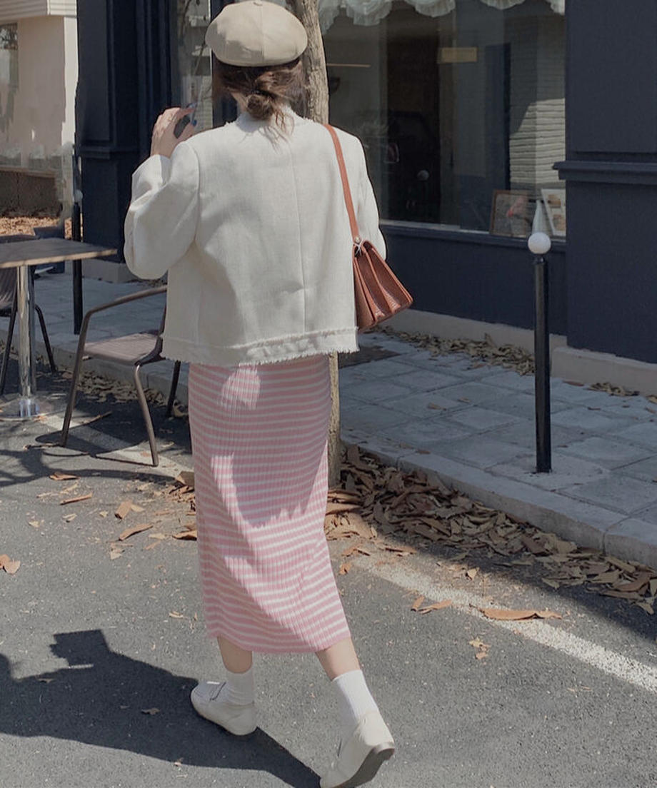 <SL2231717> ボーダーリブニットナロースカート