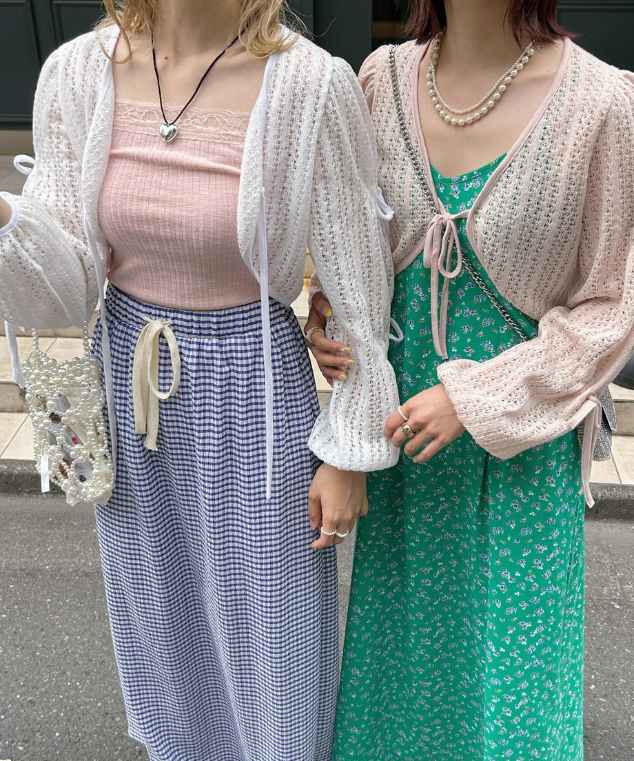 <SL2232747> 透かし編みリボンボレロカーディガン