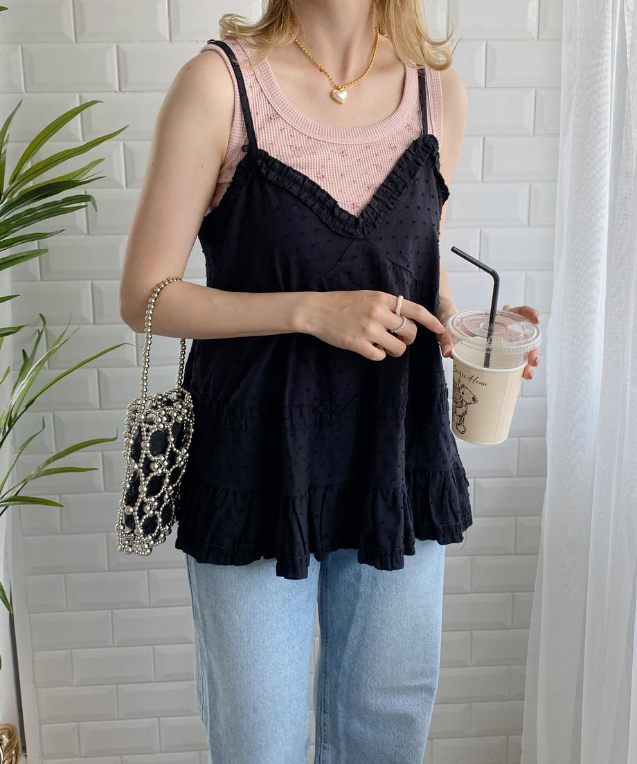 <SL2232748> レトロフラワーワッフルタンク