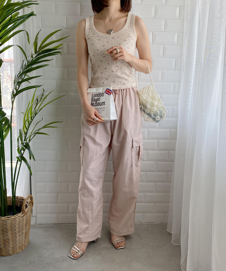 <SL2232748> レトロフラワーワッフルタンク