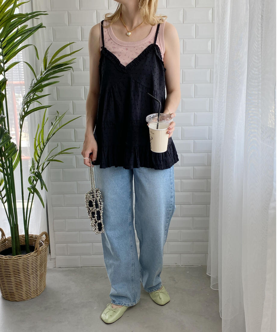 <SL2232748> レトロフラワーワッフルタンク