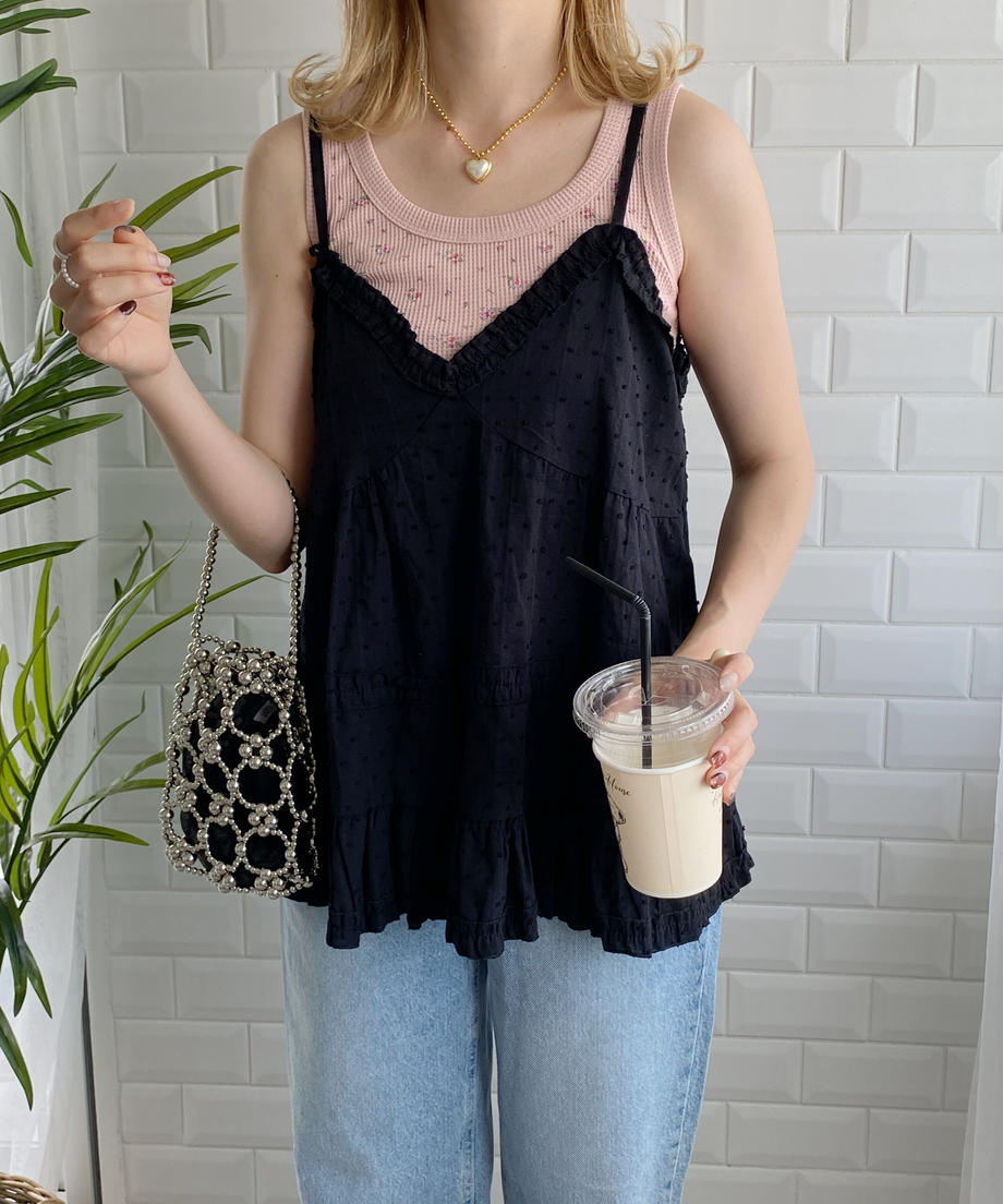 <SL2232748> レトロフラワーワッフルタンク