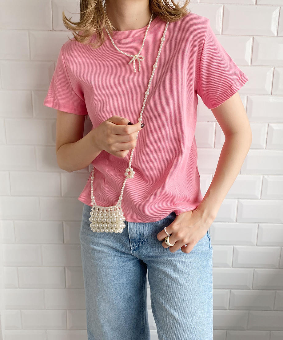 <SL4231611> pearl ribbon necklace
