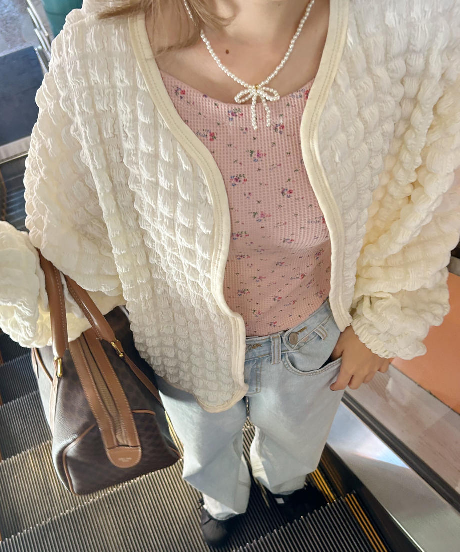 <SL4231611> pearl ribbon necklace