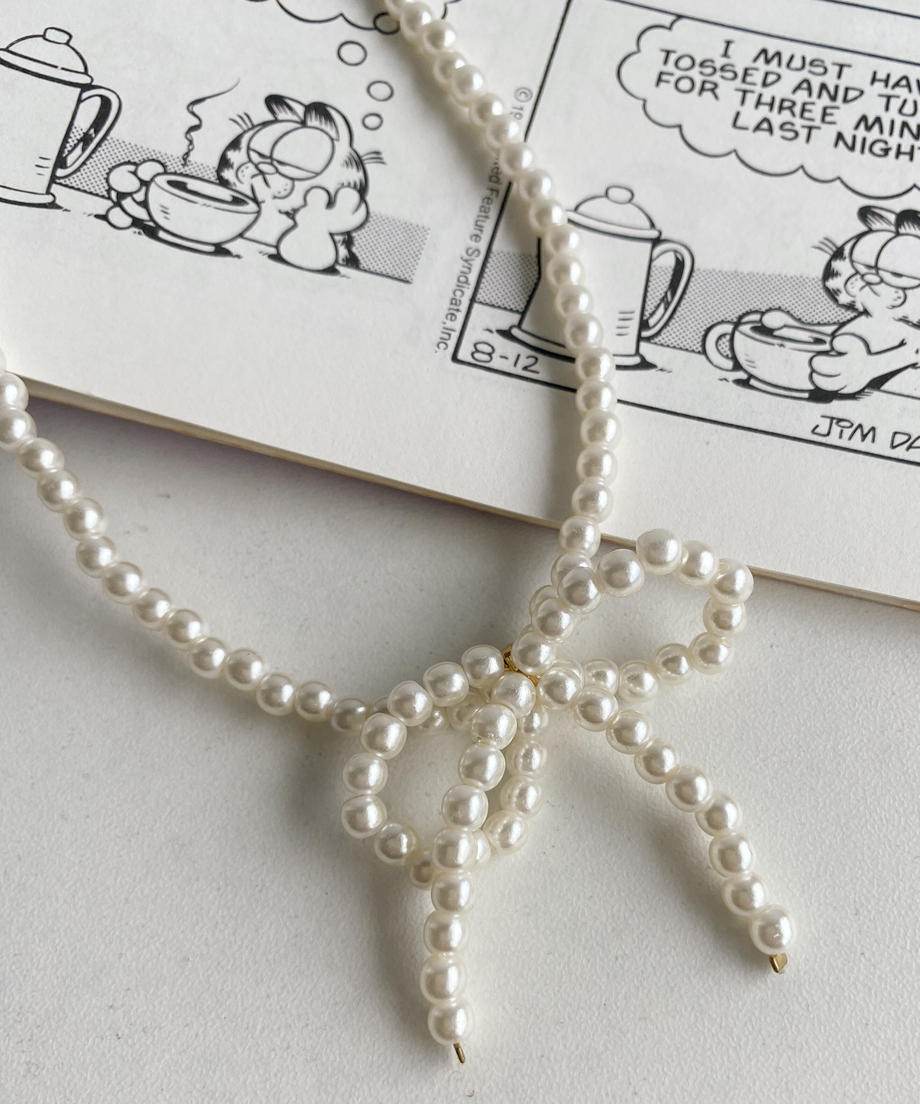 <SL4231611> pearl ribbon necklace