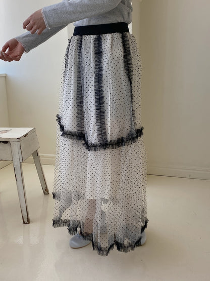 ＜SL2251647＞　ドットチュールロングスカート