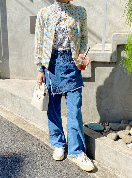 ＜SL2233679＞　レイヤードラップ風デニムパンツ