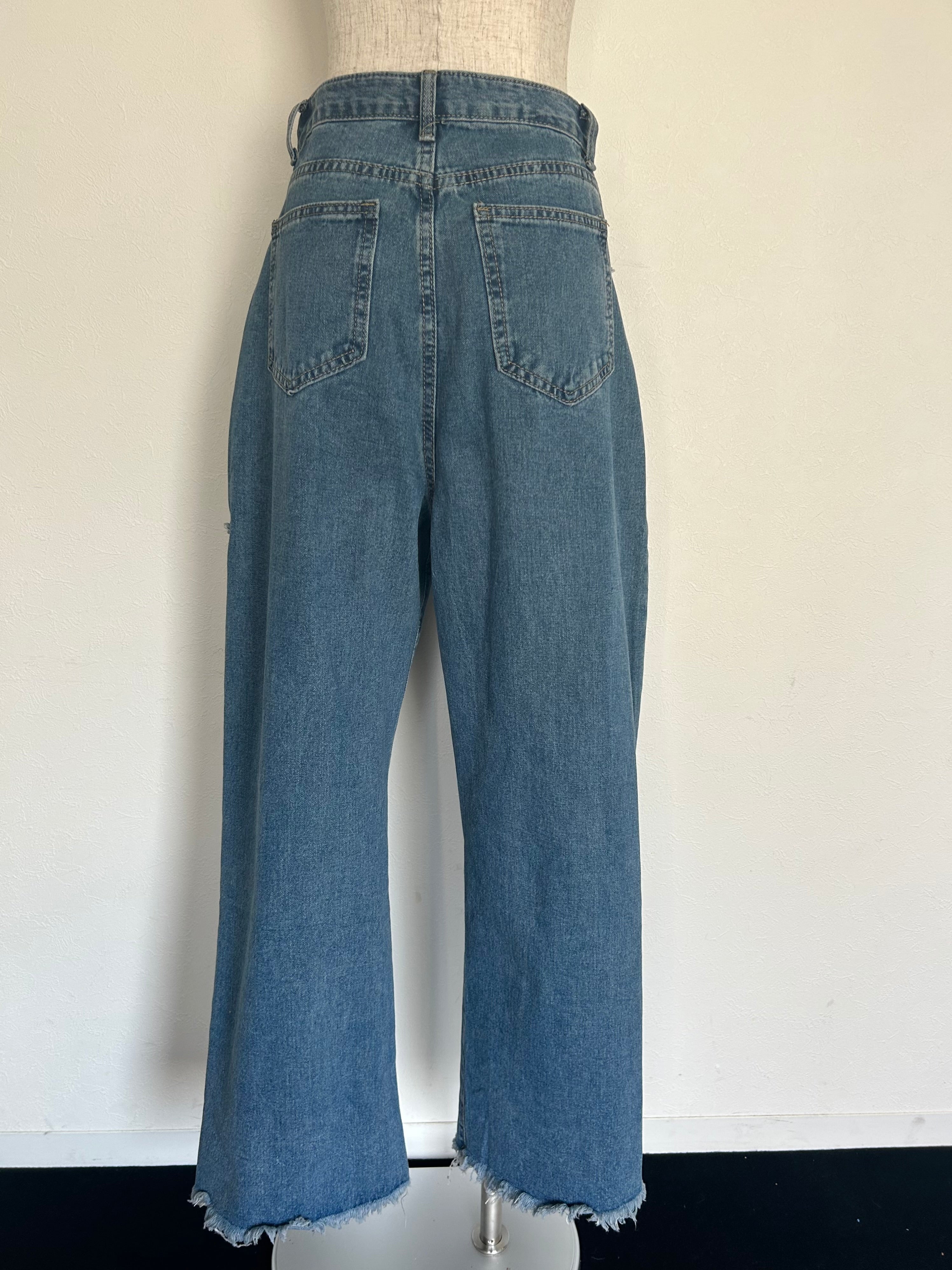 ＜SL2233679＞　レイヤードラップ風デニムパンツ