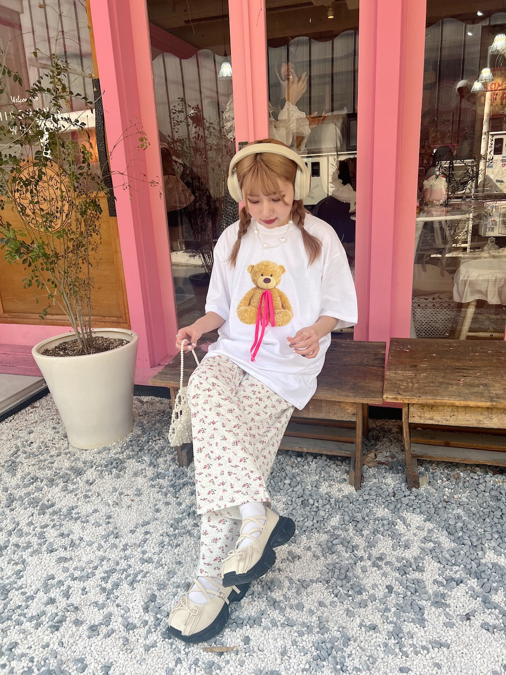 ＜SL2241617＞　bear ribbon tee