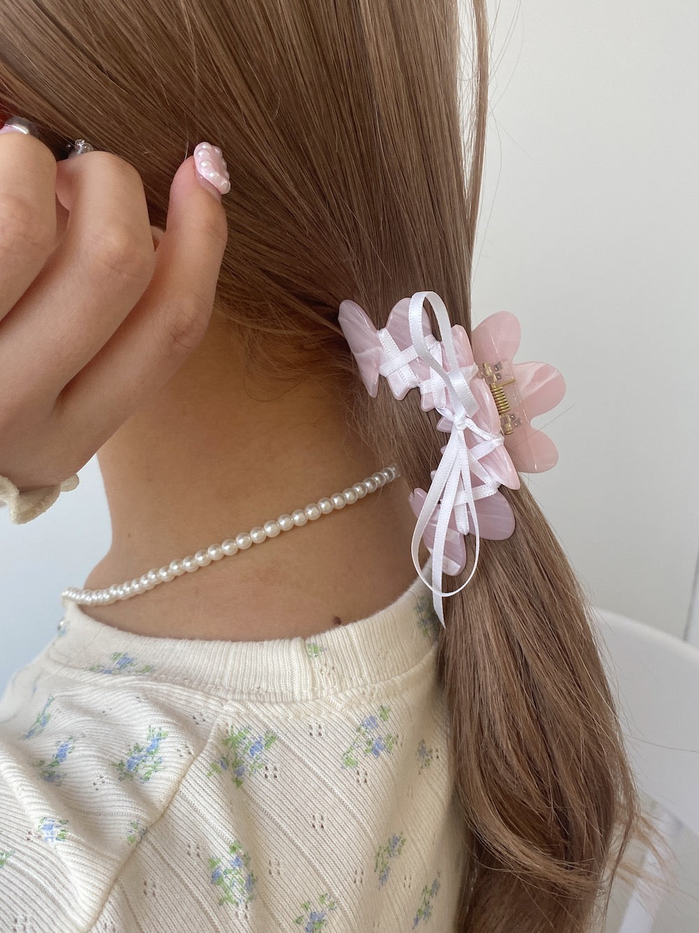 ＜SL4241608＞　ballet ribbon hair clip