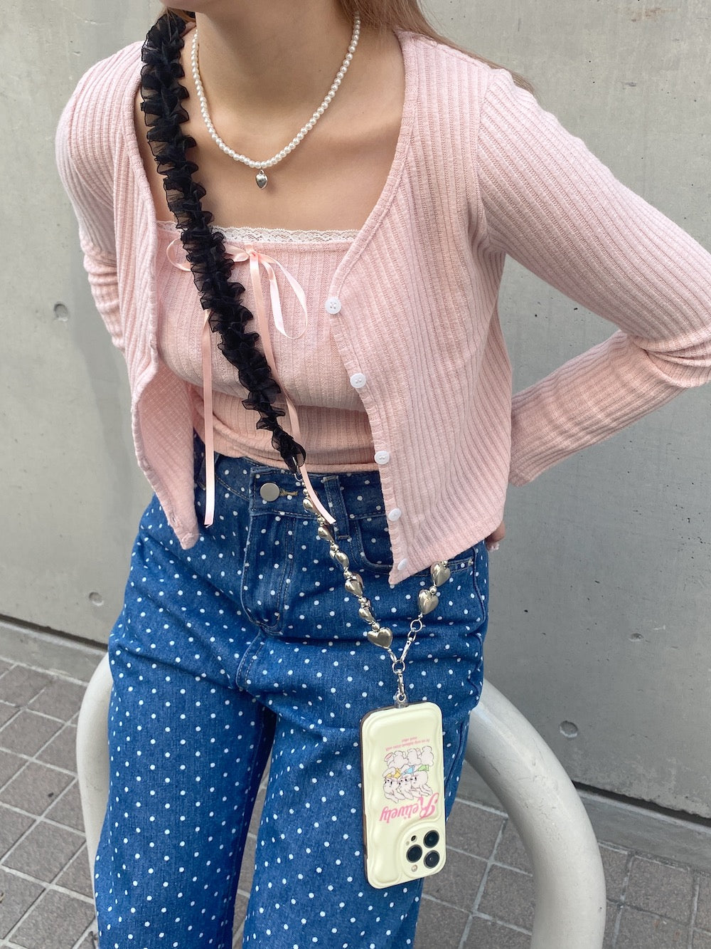 ＜SL4241604＞　チュールハートスマホショルダーストラップ
