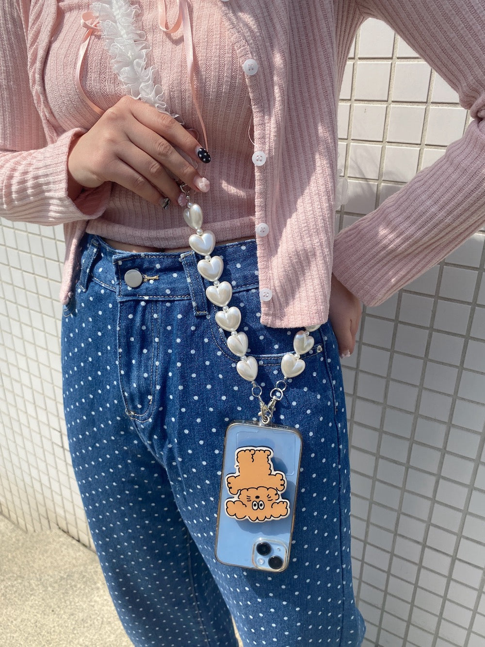 ＜SL4241604＞　チュールハートスマホショルダーストラップ