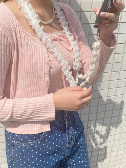 ＜SL4241604＞　チュールハートスマホショルダーストラップ