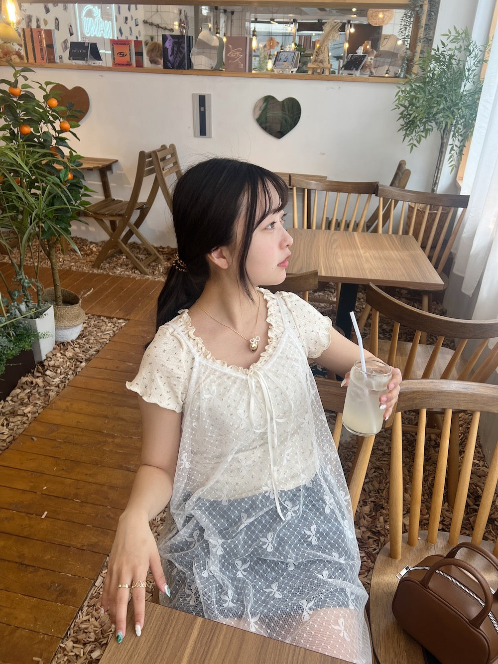 ＜SL2241638＞　リボンシアーキャミソールワンピース