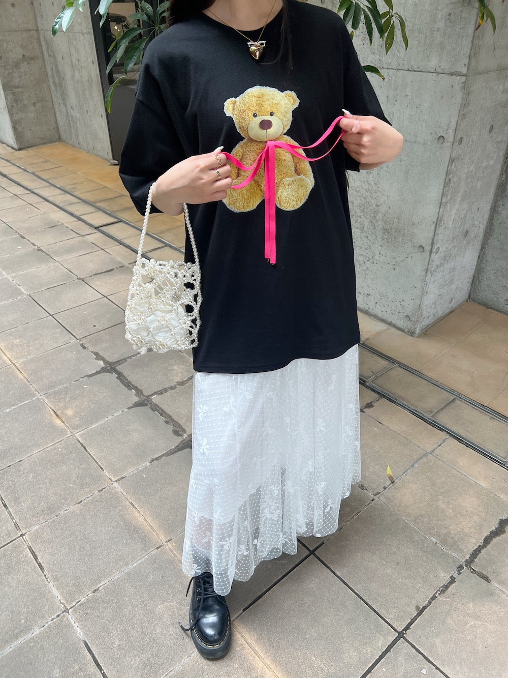 ＜SL2241617＞　bear ribbon tee