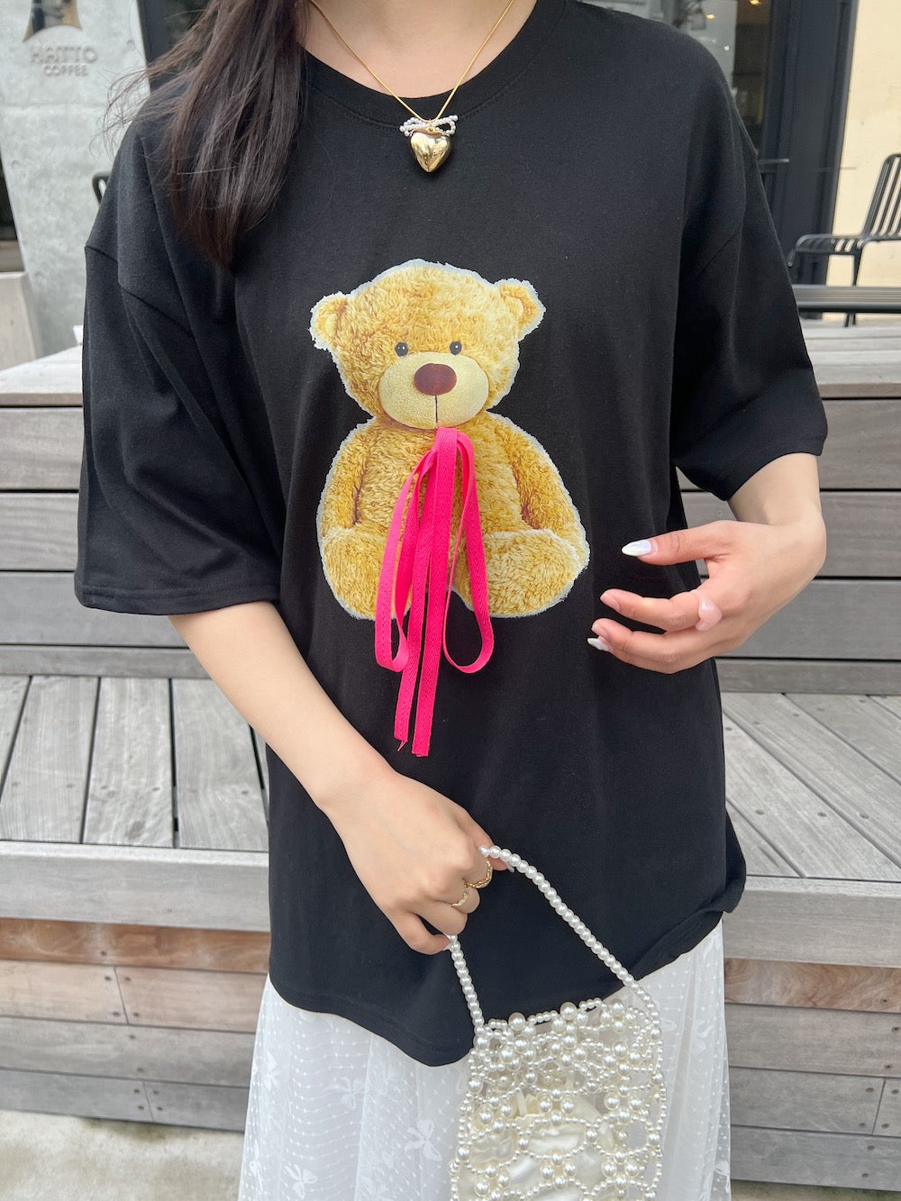 ＜SL2241617＞　bear ribbon tee