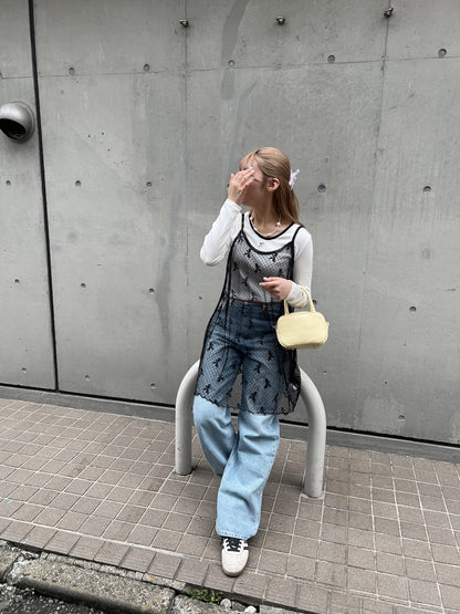 ＜SL2241638＞　リボンシアーキャミソールワンピース