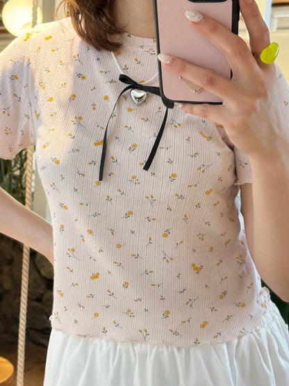 ＜SL2241627＞　flower thermal tee