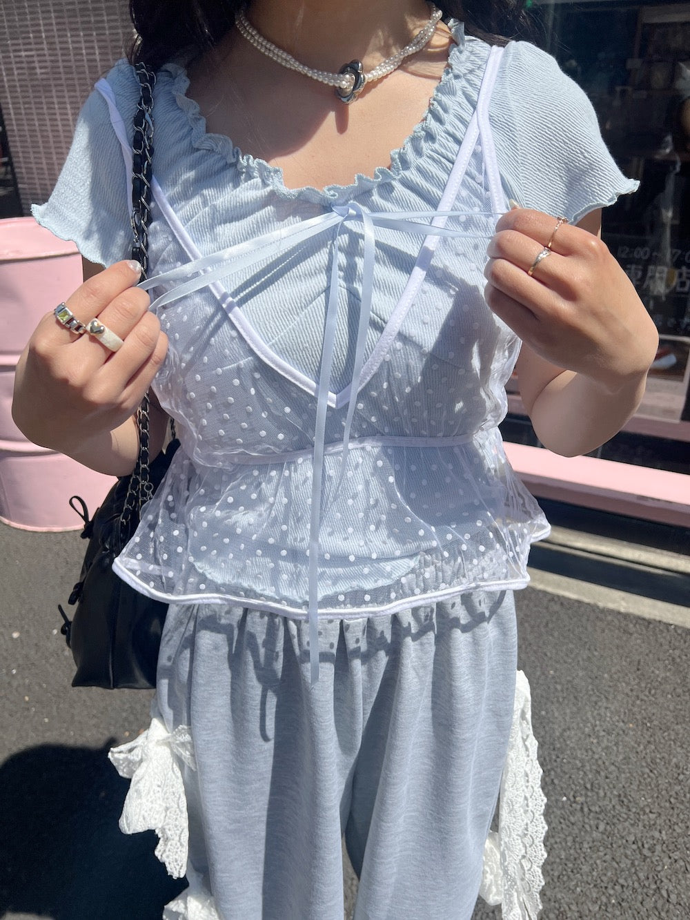 ＜SL2241644＞　ギャザーリボントップス