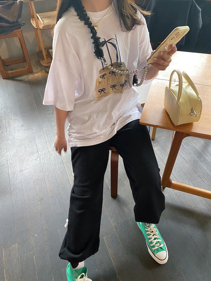 ＜SL2241630＞　side ribbon sweat pants