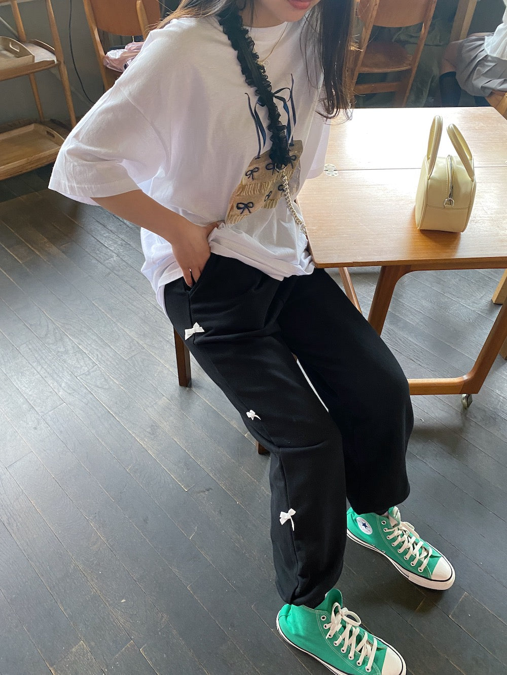 ＜SL2241630＞　side ribbon sweat pants