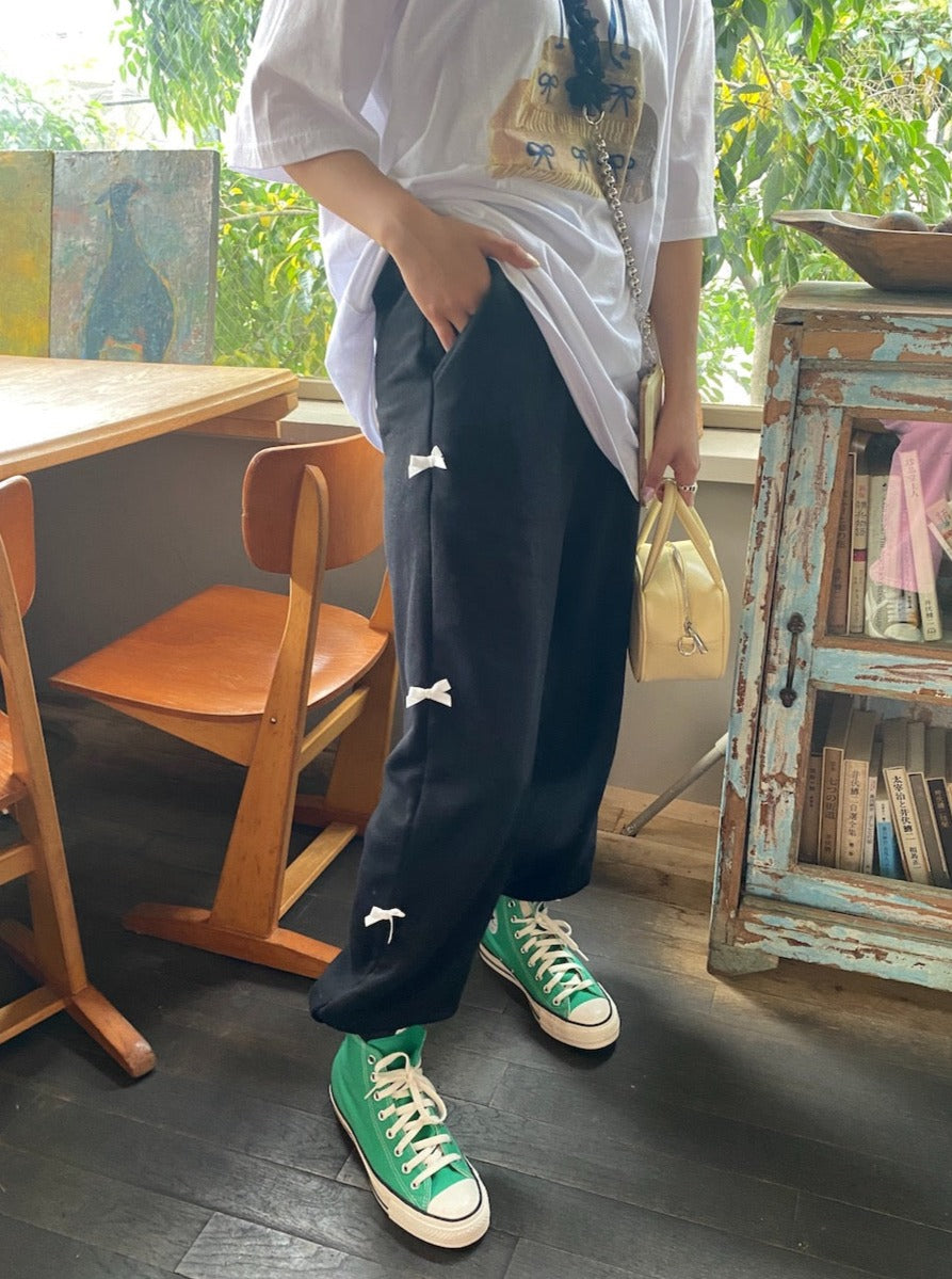 ＜SL2241630＞　side ribbon sweat pants