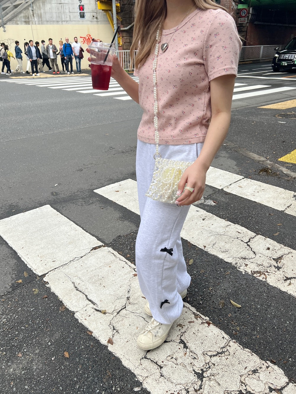 ＜SL2241630＞　side ribbon sweat pants