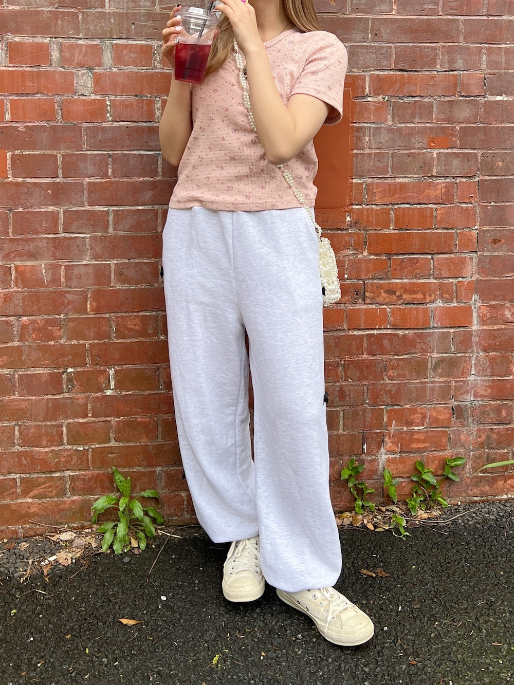 ＜SL2241630＞　side ribbon sweat pants