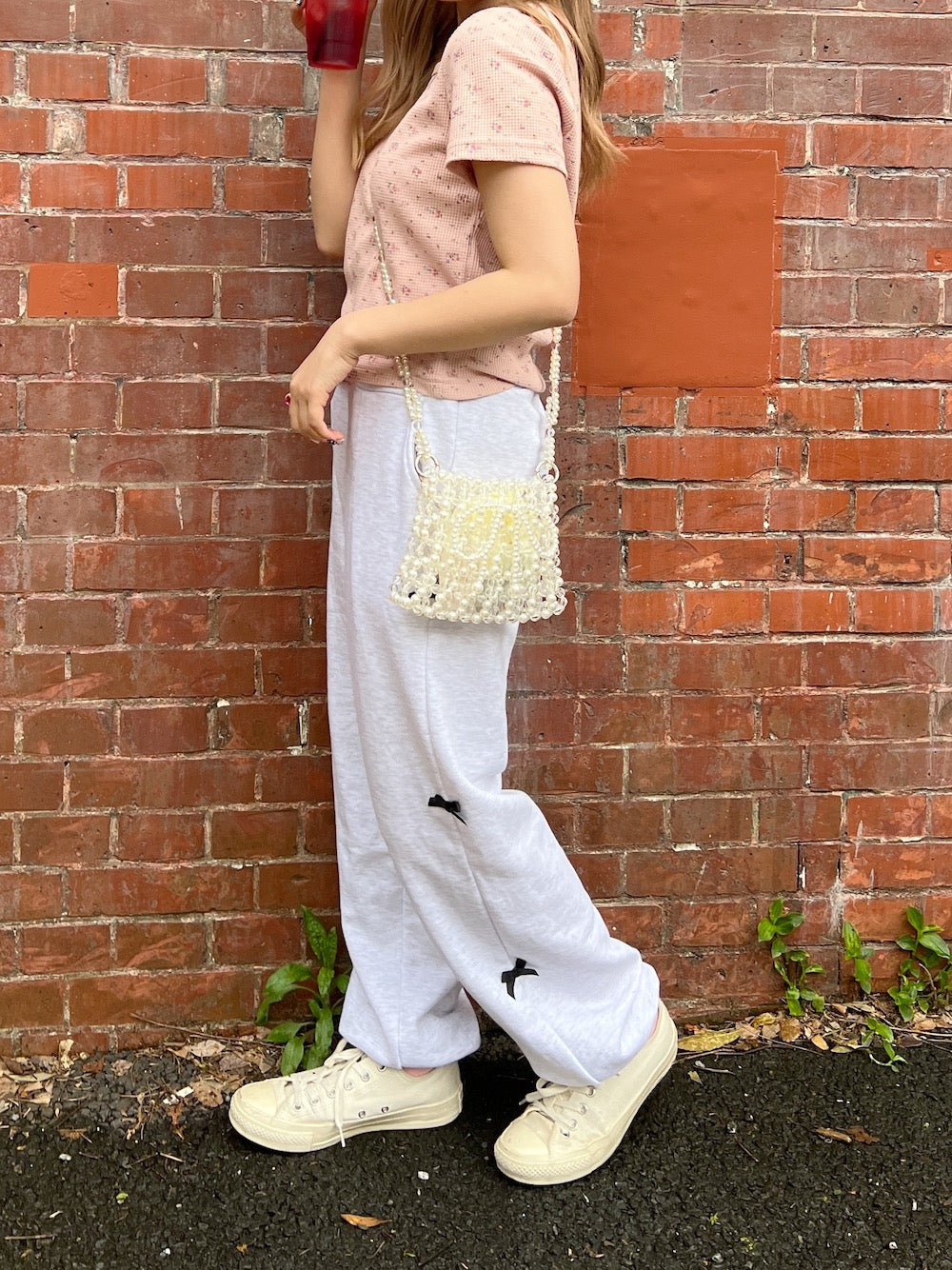 ＜SL2241630＞　side ribbon sweat pants