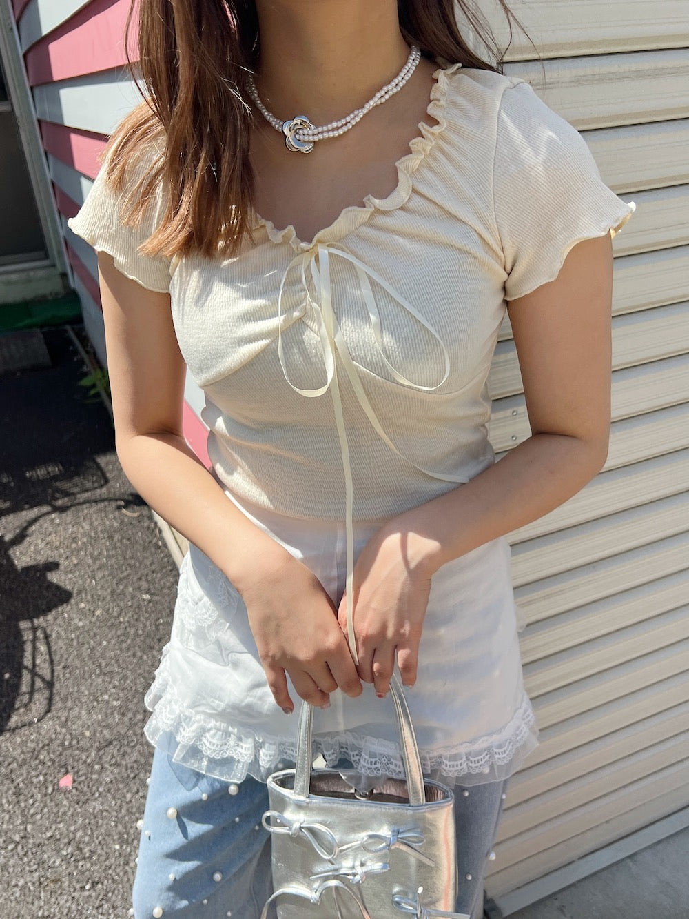 ＜SL2241644＞　ギャザーリボントップス