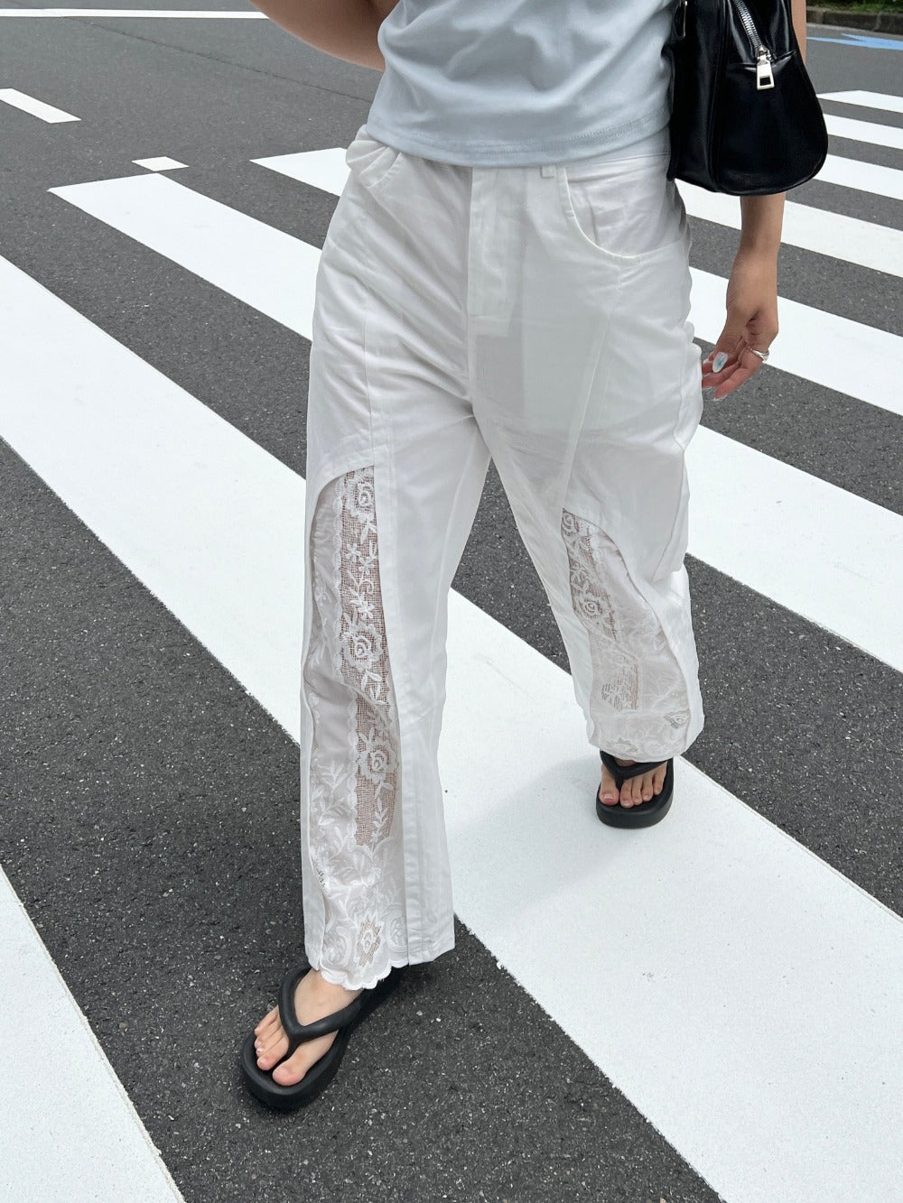 ＜SL2242609＞　レーススリットパンツ