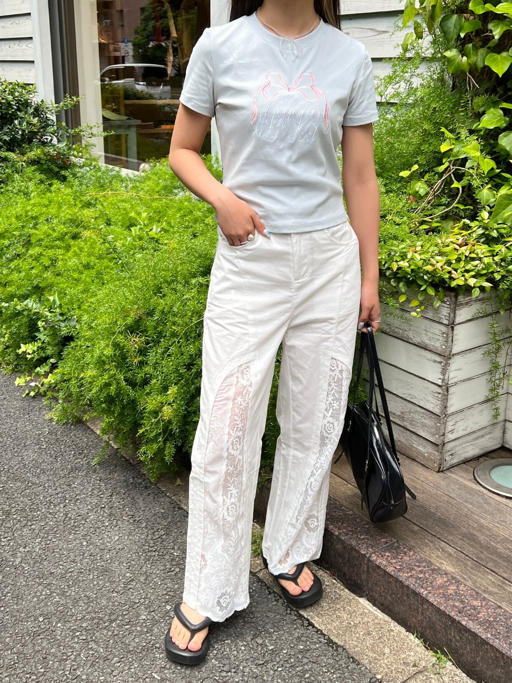 ＜SL2242609＞　レーススリットパンツ