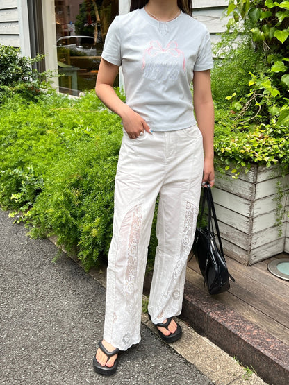 ＜SL2242609＞　レーススリットパンツ