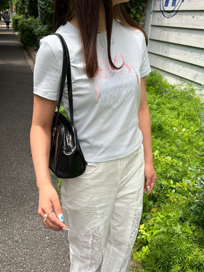 ＜SL2242610＞　リボンクロップドTシャツ