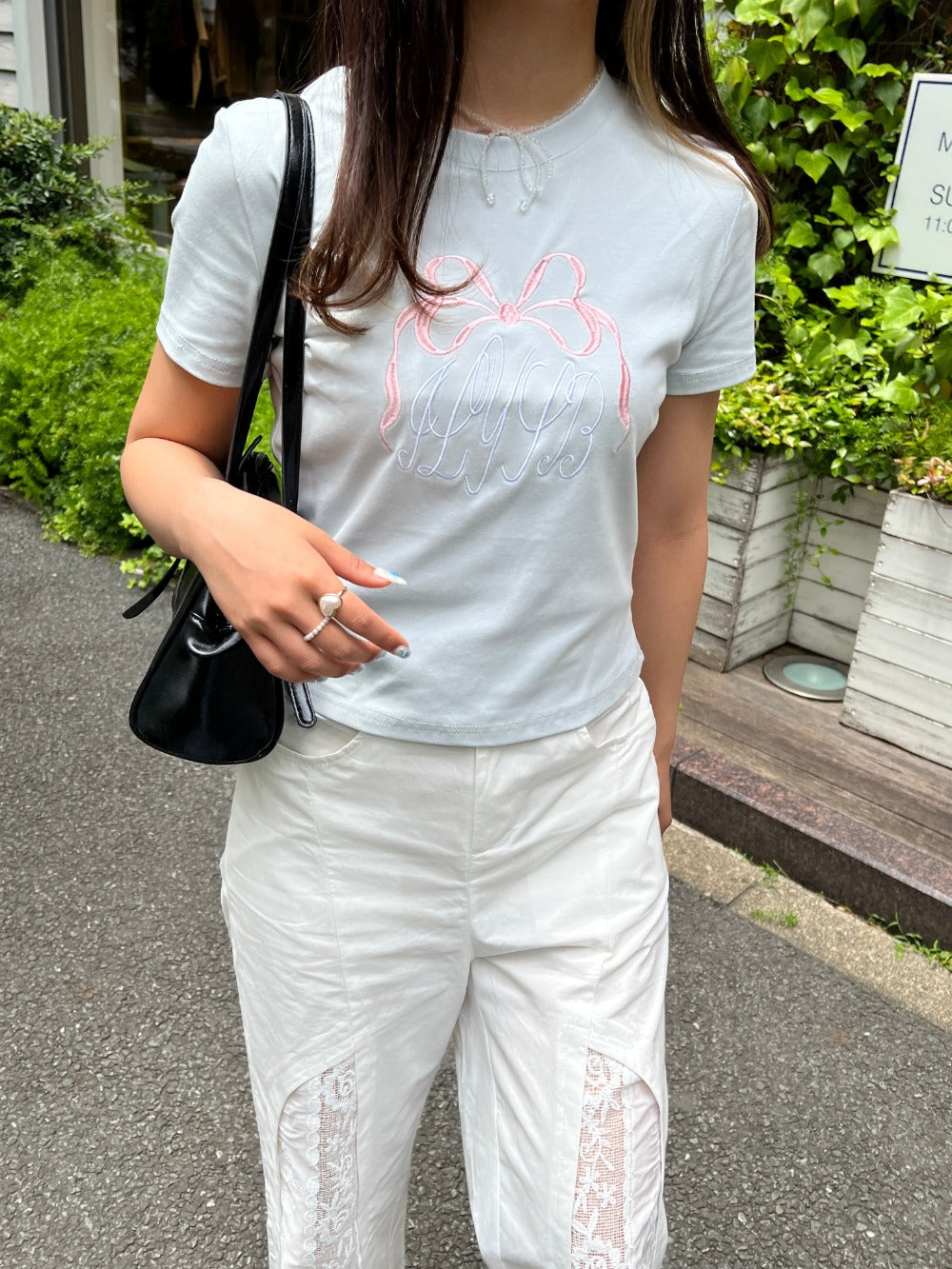 ＜SL2242610＞　リボンクロップドTシャツ