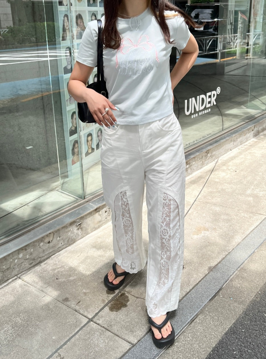 ＜SL2242609＞　レーススリットパンツ
