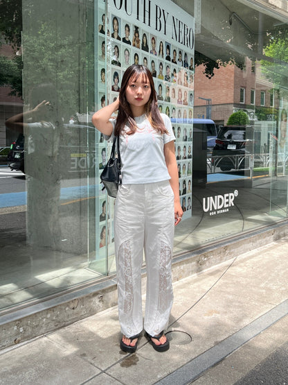 ＜SL2242609＞　レーススリットパンツ