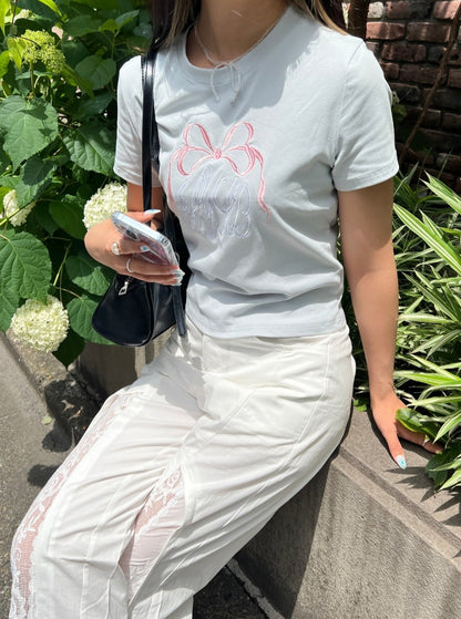 ＜SL2242610＞　リボンクロップドTシャツ