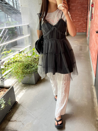 ＜SL2242609＞　レーススリットパンツ